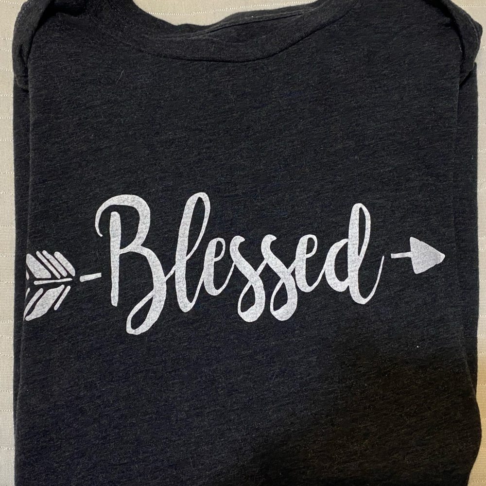 Long sleeve dark grey Blessed t-shirt